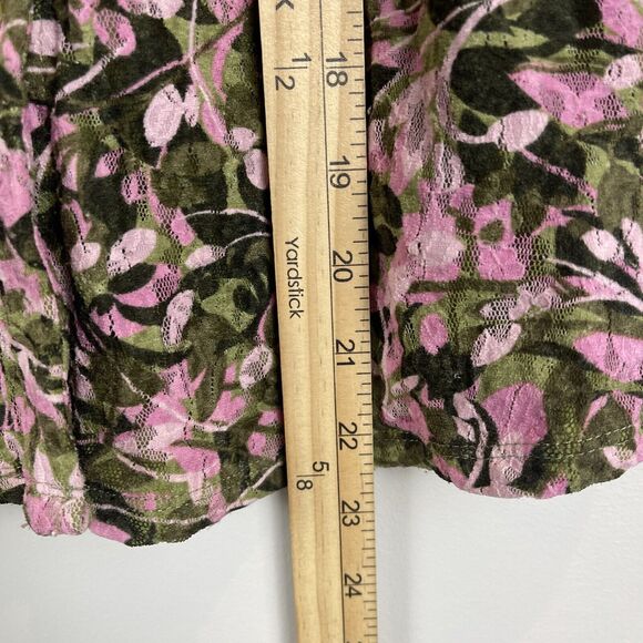 Vintage y2k Womens Collared Button Up Top M Floral Lace 3/4 Sleeve Top Cottage - Picture 7 of 7